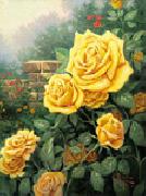 unknow artist Yellow Roses in Garden Sweden oil painting artist